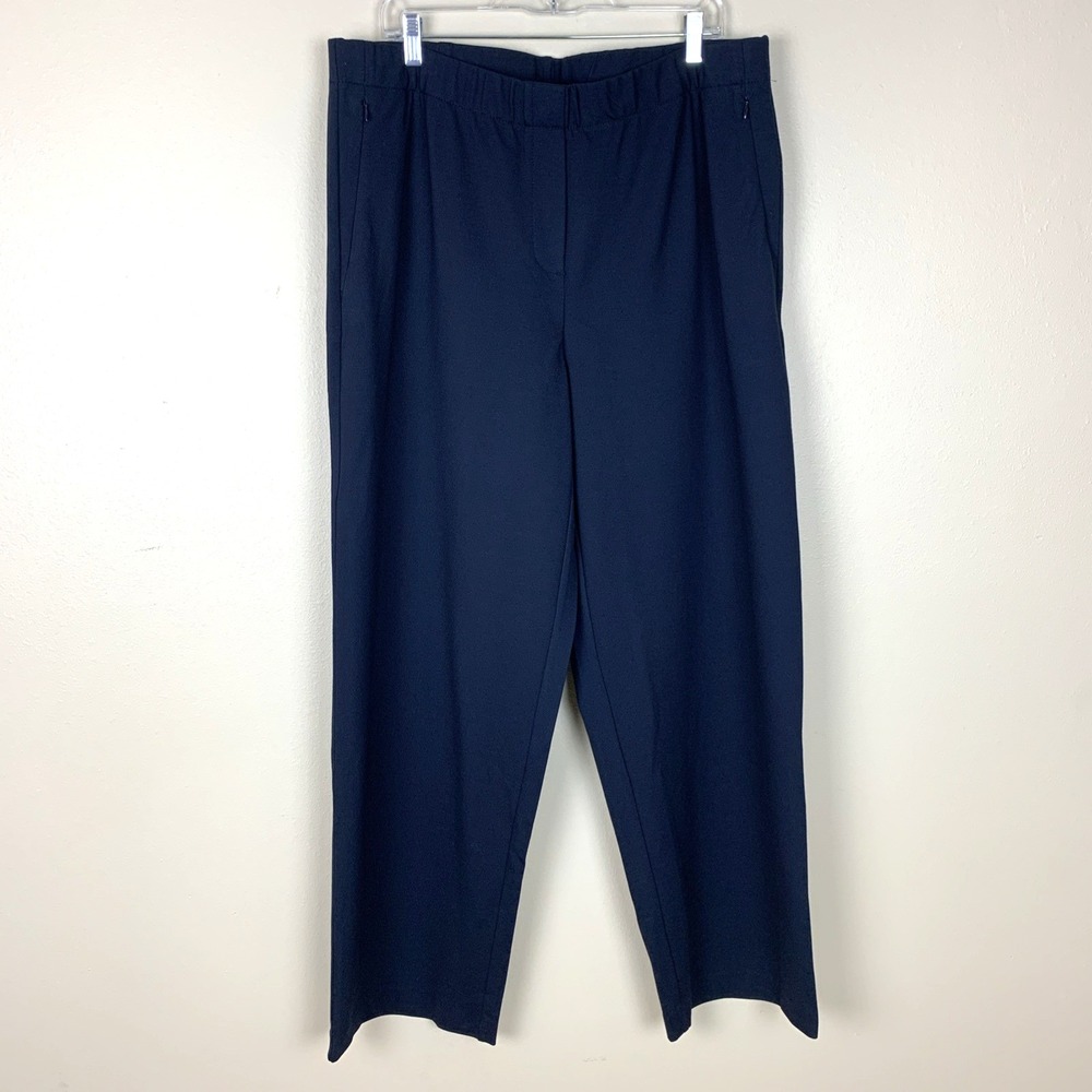 J Jill Ponte Straight Leg Pull On Trouser NEW Pants Size 2X Navy Blue Stretch